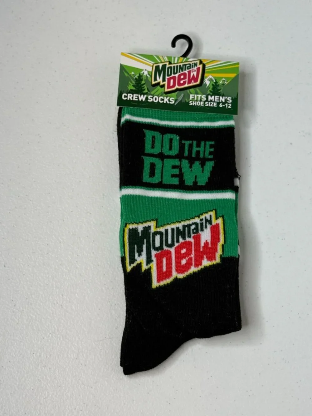 Mountain Dew Do the Dew Crew Socks Black Green Adult
